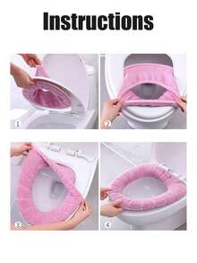 Toilettendeckel, Badezimmer Weicher Dicker Wärmer mit Druckknöpfen Fixierte Dehnbare Waschbare Faser Tuch Toilettendeckel Abdeckungen Pads Einfache Installation & Reinigung