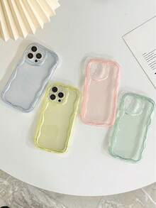 Cute Solid Color Basic Phone Case Asymmetrical Wavy Ripple Translucent 4pcs Thick Red 10 Protective Cases Colorful Candy Painted Shock-Proof Covers For New 14 Compatible With IPhone Waterproof Anti-Fall Scratch Resistant Birthday Gift Party - Multicolor - View 5