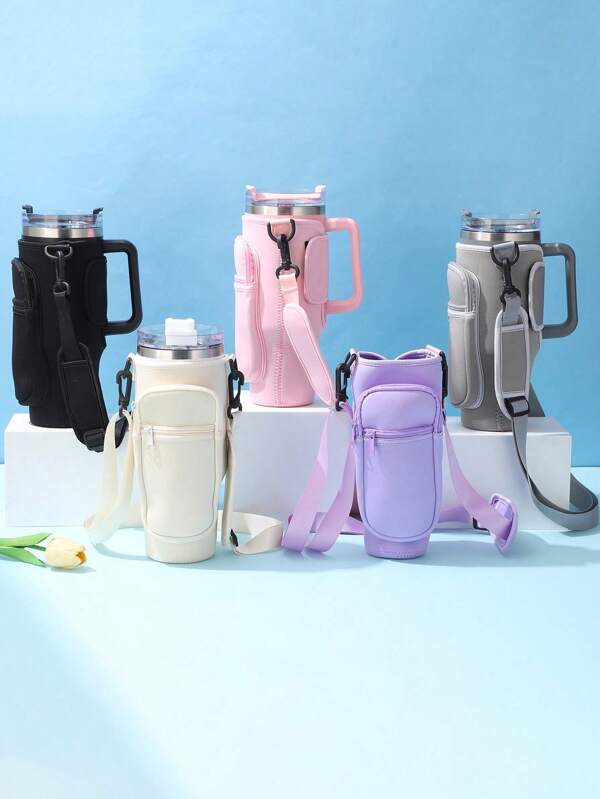 1pc 40oz Case With Adjustable Shoulder Strap, Double Storage Bag, Perfect For 40oz Tumbler's Neoprene Insulated Bag. Suitable For Outdoor Sports And Fitness Trips.