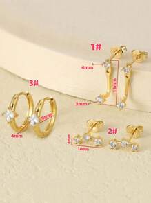 3 طقم أقراط للنساء، أقراط صغيرة للحواف والدائرية وقفل الأذن للثقوب المتعددة، لا تسبب الحساسية، مجموعة أقراط ثقب الغضروف