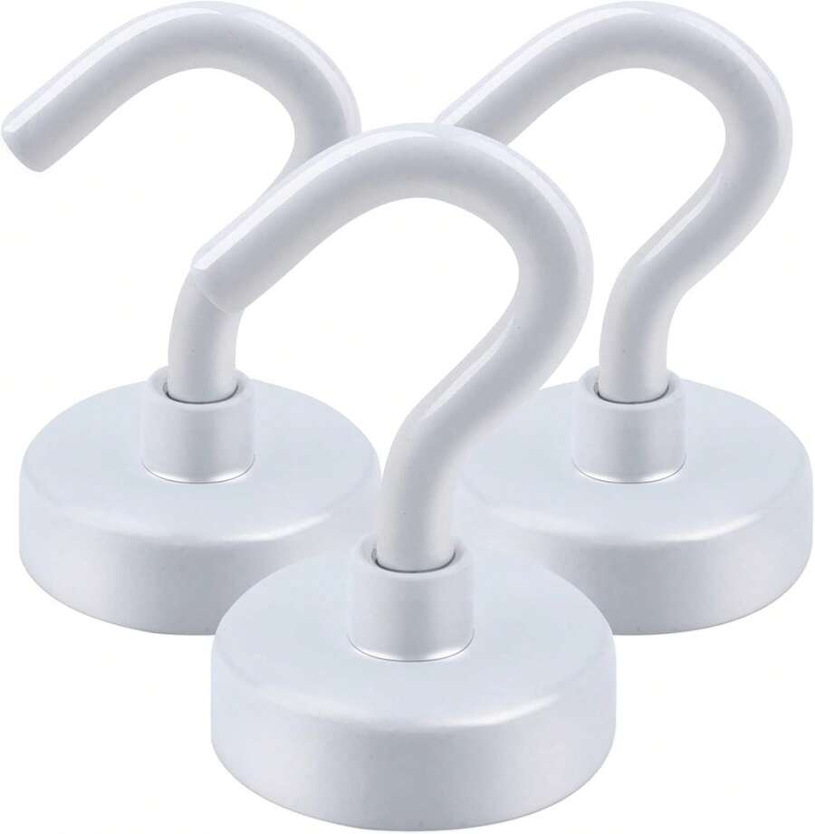 Ganchos magnéticos DIYMAG, ganchos magnéticos con capacidad de talla grande de 30 libras, 2025 accesorios esenciales para camarote de crucero, imanes resistentes de uso pesado, perfectos para refrigerador, aula, playa, vacaciones, cocina, parrillas, casa - Paquete de 20 (Plateado) - Blanco - Ver 1