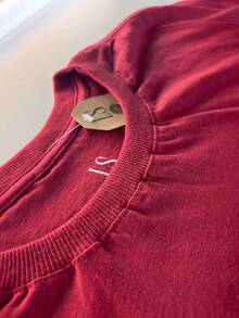 WOMEN'S T-SHIRT, COTTON COMFORT, SHORT SLEEVE, PLUS SIZE T-SHIRT - Maroon - View 3