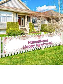 1pc Customizable Bride & Groom Name Backdrop, Wedding Party Outdoor Decoration Banner, Celebration Props