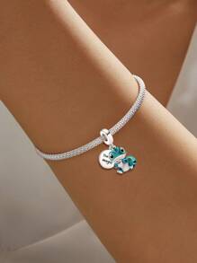 1Pc 925 Sterling Silver Fashionable Love Color Changing Lizard Pendant Fit For Women Bracelets Bangles DIY Jewelry Making And Daily Outfit Matching Jewelry Decoration For Girls