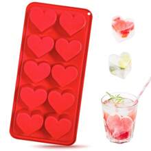 1/2 Stampi in silicone a forma di cuore per cubetti di ghiaccio, 10 cavità per facile estrazione, adatti per uso domestico, colore rosa o rosso, stampi per cubetti di ghiaccio, stampi per budini, possono produrre 10 cubetti di ghiaccio alla volta, ideali per estate, cocktail, succhi di frutta, bevande, feste.