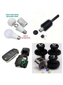 1pc Hộp đựng chìa khóa xe hơi giả, ngăn bí mật, hộp đựng đồ kín đáo, móc chìa khóa xe hơi để giấu và cất tiền, màu trắng, hộp đựng chìa khóa dự phòng hình bóng đèn giả, đồ trang trí, móc chìa khóa - Nhiều màu - Xem 1