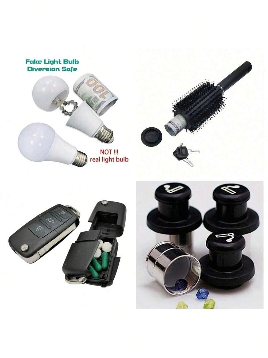 1pc Hộp đựng chìa khóa xe hơi giả, ngăn bí mật, hộp đựng đồ kín đáo, móc chìa khóa xe hơi để giấu và cất tiền, màu trắng, hộp đựng chìa khóa dự phòng hình bóng đèn giả, đồ trang trí, móc chìa khóa - Nhiều màu - Xem 1