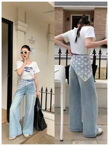 1件装花卉印花蝴蝶结可爱优雅复古法式波西米亚风网纱蕾丝发带，适合女孩，百搭配饰，可搭配连衣裙、牛仔裤，也可作为腰部装饰，适合海滩/摄影等场合。针织材质头巾发带，吸汗发带，秋冬季发带，女士度假装扮发饰，优雅围巾，柔软头巾。 - 白色 - 查看 4