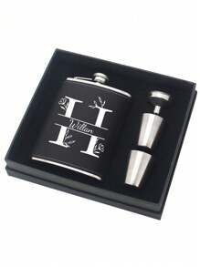 Frascos de aço inoxidável personalizados com impressão de letras, mini garrafa de licor de aço inoxidável portátil e compacta para exterior, presente