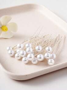 10/20pcs. Elegant Faux Pearl Hair Clips And Flower Hair Accessories - Suitable For Weddings, Parties And Festivals - Wedding Hair Accessories | Elegant Hair Clip Design | Durable U-Shaped Rhinestone Flower Hair Clips, Hair Accessories