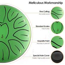 6-Inch 11-Scale Green Steel Tongue Drum - Unique Musical Instrument For Enthusiasts - Green - View 5