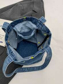 Bolso de lona de verano con bordado, bolso de tela vaquera, diseño único, bolso de hombro de gran capacidad y de moda para ir al trabajo - Multicolor - Ver 12