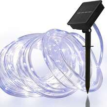 8 种模式太阳能 LED 灯管 - 50/100/200/300 个 LED 柔性防水灯串，适用于花园、婚礼、圣诞节和万圣节装饰，多色悬挂式太阳能户外照明 - 白光 - 查看 5