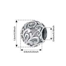 WOSTU 1pc 925 Sterling Silver Metal Round Bead Scroll Pattern Pendant, Anti-Oxidation Jewelry For Women, Compatible With Original Bracelet DIY - Silver - View 20