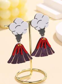 1 Pair Volcano Eruption Resin Earrings, Suitable For Women For Party & Everyday Wear