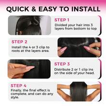 Extensiones de cabello con clip Invisi Edge, 8 unidades, 120 g, 16 pulgadas, color negro natural, sin costuras, cabello humano rizado, liso, cabello humano Remy real. - S99J - Ver 7