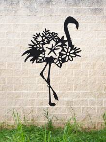 Metal Flamingo Mural Decoration - 1pc, 11.81 Inch Iron Outdoor Sculpture For Living Room Patio Balcony, Indoor Home Wall Decorations, Gifts, Metal Artwork