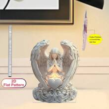 Décoration de bureau romantique en acrylique plat 2D, ange à la bougie - convient pour le salon, la famille, le bureau, le comptoir de magasin, la décoration pour les fêtes. Le choix parfait pour prier pour la famille et les amis.