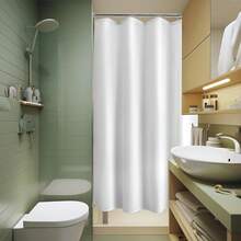 New Titanker Small Stall Shower Curtain Liner Washable, 48x72 Inches, White Fabric Stall Shower Liner With 2 Magnets, Waterproof RV Shower Liner Soft Lightweight Polyester, White - 白色 48 英吋寬 x 72 英吋長(1 包) - 查看 1