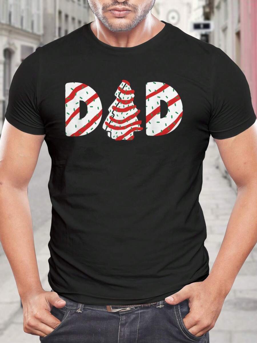 Camiseta de Navidad con diseño divertido de Papá Noel - Camisetas familiares a juego para hombre - Regalo perfecto para Navidad y Año Nuevo - Ropa festiva para padres - Negro - Ver 1