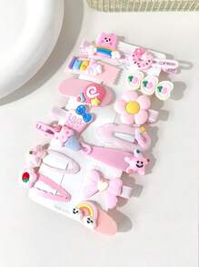 14pcs/Set Pink Fabric Hairclips For Women, Cute Mini Bangs & Scraps Hair Clips, Non-Damaging Hair Accessories Claw Clips Hair Slide Hair Barrettes