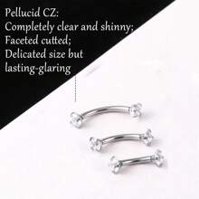Set de 3 piezas de joyas para perforaciones de ceja, cartílago, labio y daith, de acero quirúrgico en formas de barras curvadas de 6mm, 8mm y 10mm, calibre 16G, para mujeres y hombres