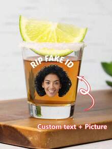 Customized Wedding Glasses, Photo Glasses, Customized Birthday Glasses, Customized Glassware, Customized 45ml Glasses, Customized Glassware, Personalized Glasses, Customized Gifts, Personalized Glassware, Personalized Glasses, Unique Wedding Favors, Personalized Face Party Favors, Face Printed Glasses - Transparent - View 2