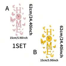 1 set Reloj de pared con forma de mariposa y letra, decoración del hogar, decoración de la habitación, regalos, reloj de cumpleaños, graduación, decoración de pared del dormitorio, decoración de dormitorio, de vuelta a la escuela - Plateado - Ver 4