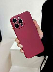 Burgundy 2mm Thickened Smooth Silk Liquid Silicone Case, Slim Soft Microfiber Lined Shockproof Phone Case Compatible With APPLE 16/15/14/13 Pro Max X XR,Galaxy S25/S24/S23 Ultra Plus Hua Wei, Xiao Mi, Redmi Note, OPPO, Vivo, Honor Waterproof Anti-Fall Scratch Resistant