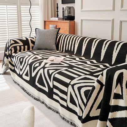 1 omkeerbare Bohemian Rhombus Chenille Sofa Deken/Sprei, Geschikt voor Alle Seizoenen, Huisdiervriendelijk, Huis & Kantoordecoratie
