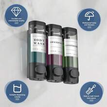 New Shampoo And Conditioner Dispenser Shower Dispenser Body Wash Wall Mounted Shampoo Dispenser For Shower Wall No Drill For Bathroom Hotel 3 Chamber X 300ml Black  Waterproof Labels - Black 3 - View 4
