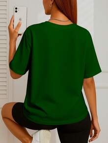 Women's Basic Duck T-Shirt Workout Cotton Shirt Fashion Blogger - 綠色 - 查看 2