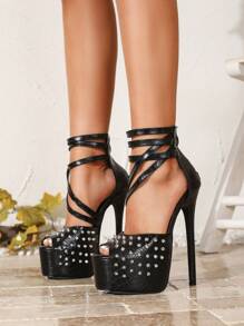 Women's High Heel Shoes With Zipper, Peep-Toe Design, Lemon Decoration, Open Toe, 16cm Sexy Thin High Heel Fashion Pumps