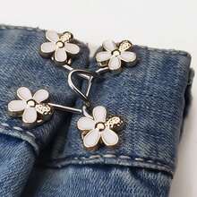 1 件女士金属时尚毛茛图案装饰腰扣可拆卸可调节裤子和裙子尺码防走光适合夏季日常休闲使用，赠送朋友 - 彩色 - 查看 2