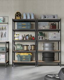 SONGMICS 5-Tier Storage Shelves, Load 2310 Lb, Set Of 2 Garage Storage, Boltless Assembly, Adjustable Shelving Unit, 17.7 X 35.4 X 70.9 Inches, For Study Shed Basement, Black