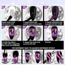 5pcs Sparkling Cat's Eye Nail Gel Set + 7ml Black Base With Magnetic Strips, High-Density Broken Fairy Stone Polarized Fine Sparkling Cat's Eye Relaxation Gel DIY Nail Gel Set