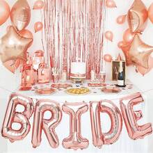 1 套 16 英寸银色/金色/玫瑰金“BRIDE”字母铝箔气球适用于单身派对、婚礼装饰、新娘气球 - 彩色 - 查看 4