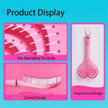 Pente de osso fofo em formato de coração da série Barbie, artefato de massagem para cabeça, design de suspensão fofo, escova de cabelo para cabelos cacheados, escova de cabelo grossa, ferramentas de modelagem