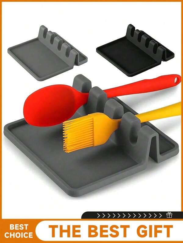 1 pezzo di poggiastrumenti da cucina in silicone con vassoio raccogligocce per più utensili, poggiastrumenti e porta cucchiai resistenti al calore per il piano cottura, porta utensili da cucina per mestoli e pinze