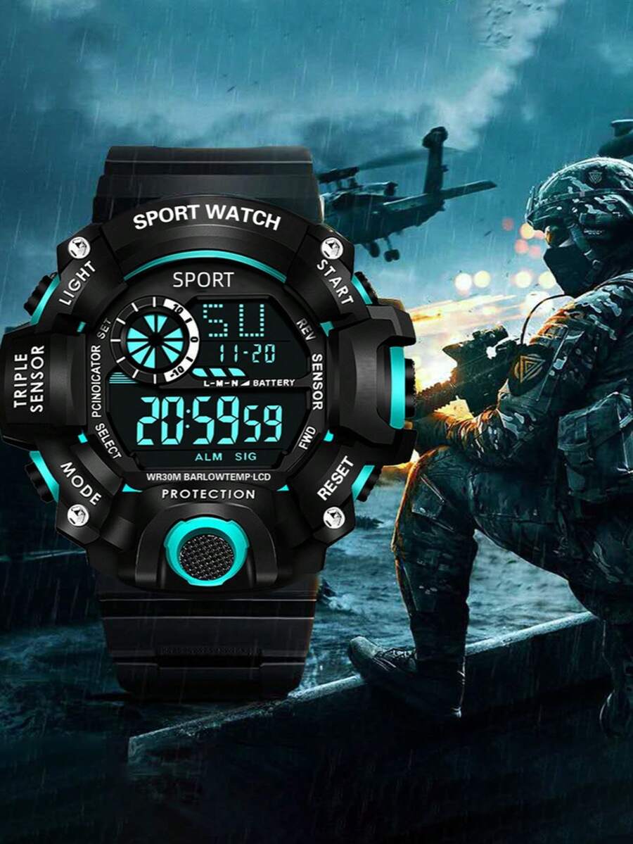 1pc/Set Popular Electronic Watch, Mechanical Style Sports Watch For Men & Women, Students, Multi-Function Luminous Wrist Watch, Suitable For Daily Matching, Birthday, Women's Gift, Anniversary, Year-End Promotion, Singles' Day, Halloween Promotion, No Gift Box