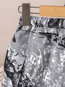 3pcs/Set Young Boys Casual Round Neck Letter & Lion Print Short Sleeve T-Shirt And Cargo Shorts Set, Suitable For Summer Casual Outdoor