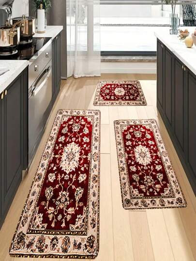 1/2pcs Middle Eastern Bohemian Long Kitchen Carpet, Suitable For Corridors, Bedrooms, Entrances, Bedrooms, Laundry Rooms, Kitchens, And Bathrooms, Multifunctional Home Decoration Carpet