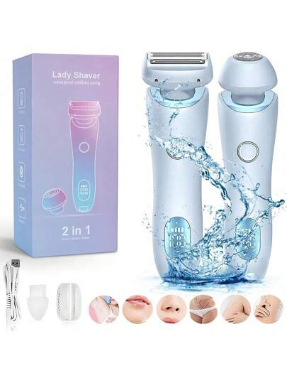 Electric Razors Shaver For Women, 2-IN-1 Women Electric Razor For Leg Arm Face Pubic Area, Cordless Bikini Trimmer Hair Removal For Women With Detachable Head, Painless,Wet & Dry ,Portable Battery-Operated Electric Shaver Epilator & Eyebrow Trimmer For Women - Miniature Facial Hair Removal Device For Face And Body Portable Hair Trimmer Electric Epilator Eyebrow Shaping Tool, Mini Facial Hair Remover, Face Shaver For Women