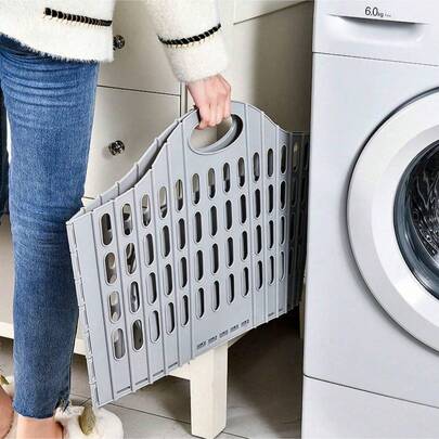 1/2 PC Modern Collapsible Laundry Hamper - Portable Wall-Mounted, Removable, Multifunctional Space-Saving Dirty Clothes Organizer, Two Sizes To Choose From, Durable PP Square Laundry Basket, Home And Bathroom Storage, Collapsible Laundry Basket.