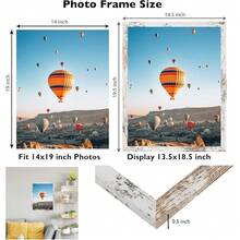 New 14x19 Picture Frame Black For Poster Photo Picture, Horizontal And Vertical Formats For Wall Hanging, 14 X 19 Wall Gallery Poster Photo Frame  Shatter Ristant Plexiglass,Rustic - Rustic White 14x19 inch - View 3