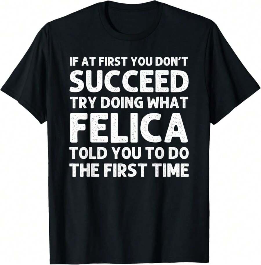 Camiseta con chiste de Navidad divertido personalizada con el nombre Felica - Negro - Ver 1
