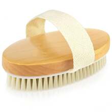 Cepillo de baño de haya para cepillado en seco, cepillo corporal con cerdas suaves que exfolia la piel seca natural, cepillo corporal para una piel perfecta y reducción de la celulitis