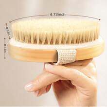 Cepillo de baño de haya para cepillado en seco, cepillo corporal con cerdas suaves que exfolia la piel seca natural, cepillo corporal para una piel perfecta y reducción de la celulitis