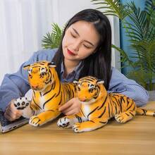 pangcangshu 长度（包括尾巴）巨型白虎毛绒玩具婴儿可爱大号老虎毛绒公仔柔软枕头儿童圣诞礼物毛绒玩具毛绒育儿室装饰可爱玩具非常适合礼物和家居装饰完美的复活节圣诞节和感恩节礼物 - 彩色 - 查看 8