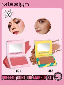 Misslyn Set de maquillaje de contorneado perfecto, incluye polvo bronceador, polvo bronceador mate con alto nivel de pigmentación y textura suave y fina. Viene con espejo para esculpir el rostro. De larga duración, ligero, suave y difuminable para crear un aspecto radiante todo el día. - #21+##65 - Ver 1